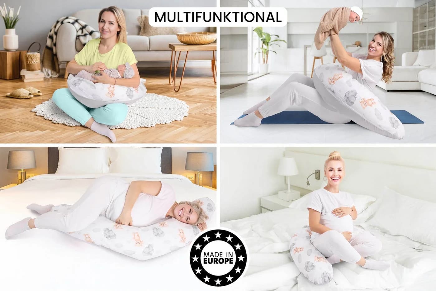 Amilian Stillkissen XXL 170 cm Grau Polyester-Füllung - Bild 5