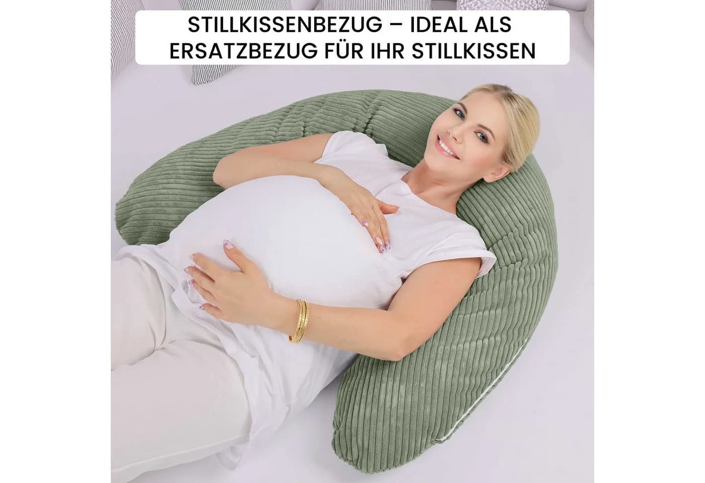 Amilian Stillkissenbezug 170 cm Grün - Weicher Kissenbezug für Schwangerschaft - Bild 4