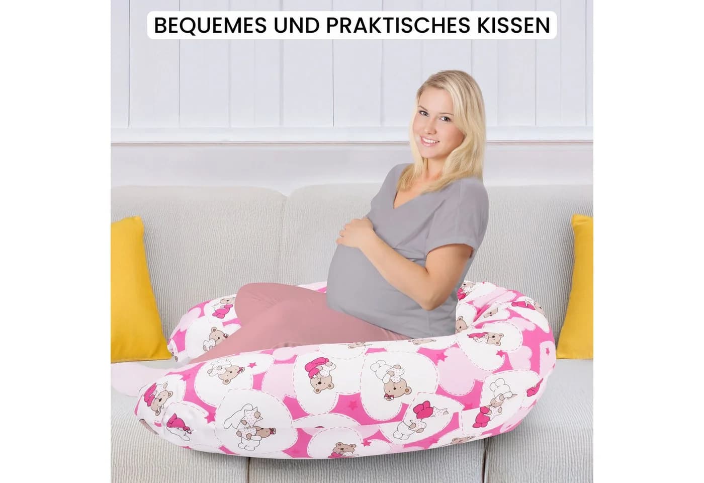 Amilian Stillkissen XXL 170 cm - Beige Körperkissen mit abnehmbarem Bezug
