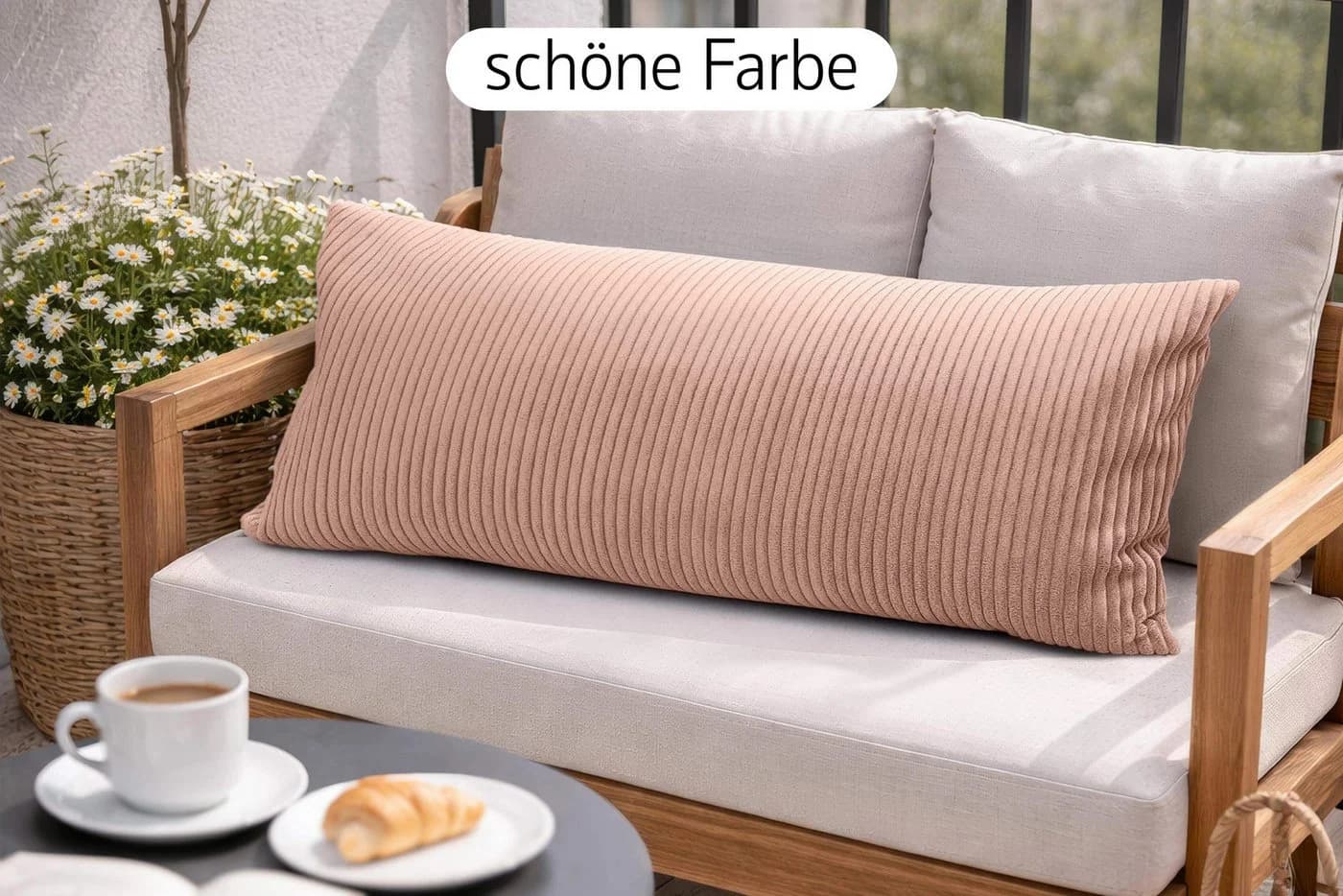 Amilian Kissenbezüge 40x80 cm 2er Set Rosa Cord-Optik Hotelverschluss - Bild 4
