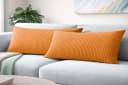 Amilian Kissenbezüge 40x80 cm 2er Set Cord-Optik Hotelverschluss Orange Bild 2