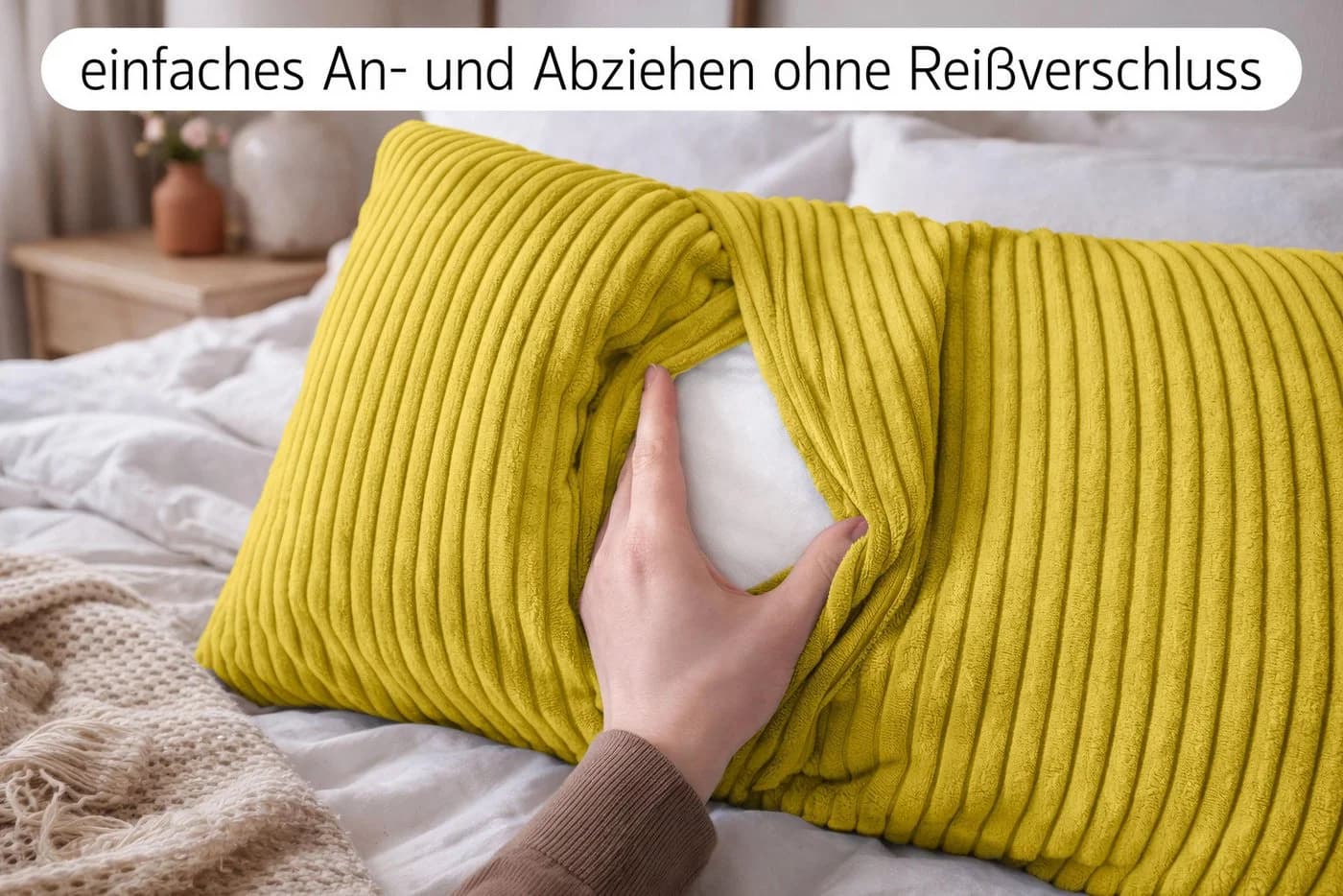 Amilian Dekokissen 40x80 cm mit Füllung Gelb - Bild 3