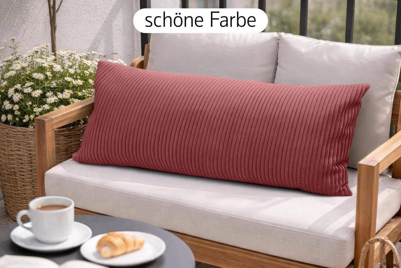Amilian Kissenbezug 40x80 cm Rosa mit Hotelverschluss - Bild 4