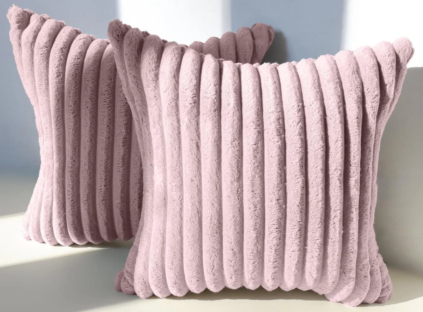 Amilian Kissenbezüge 2er Set Rosa 40x40 cm mit Hotelverschluss - Bild 2