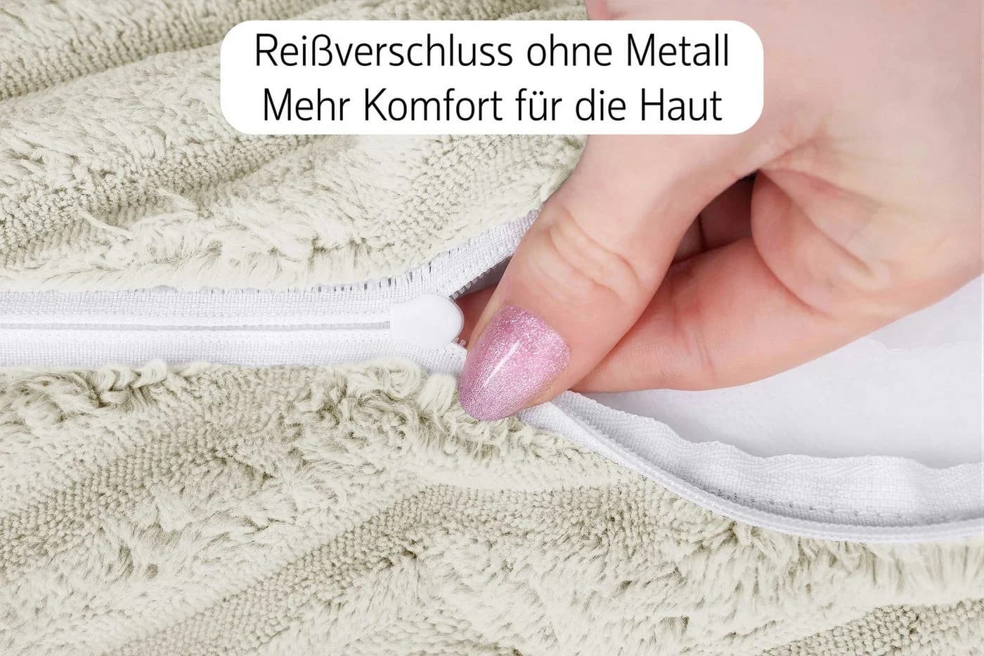 Amilian Dekokissen 4er Set mit Füllung Cord-Optik Grau Blau Rosa Beige - Bild 3