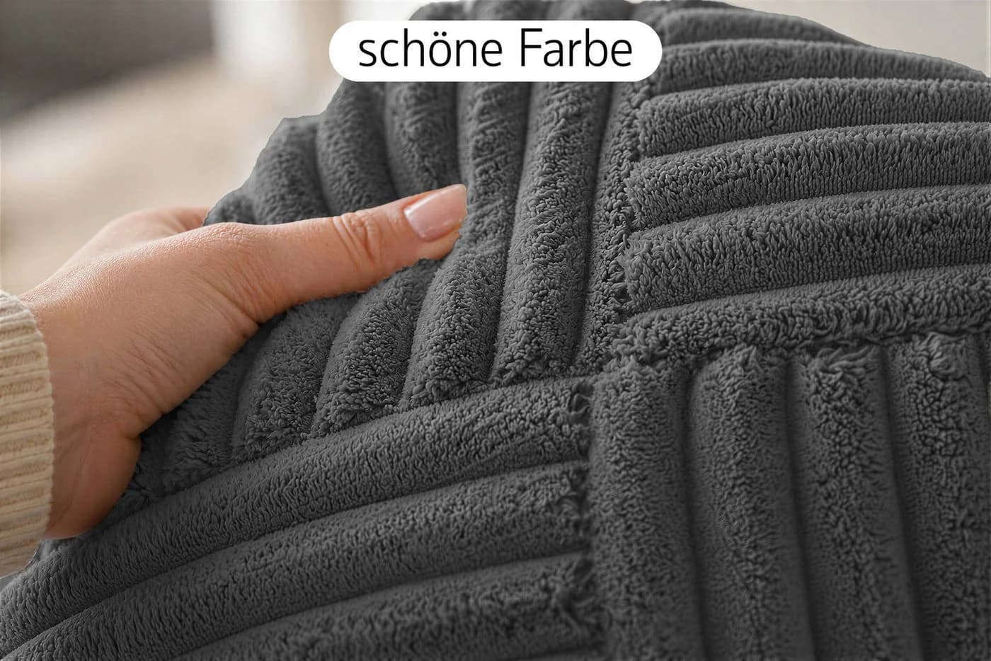 Amilian Dekokissen 4er Set mit Füllung und Bezug Grau Cord-Optik - Bild 4