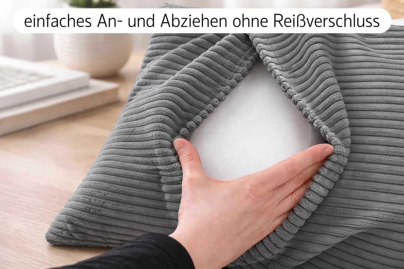 Amilian Dekokissen 4er-Set Grau mit Füllung - Bild 3