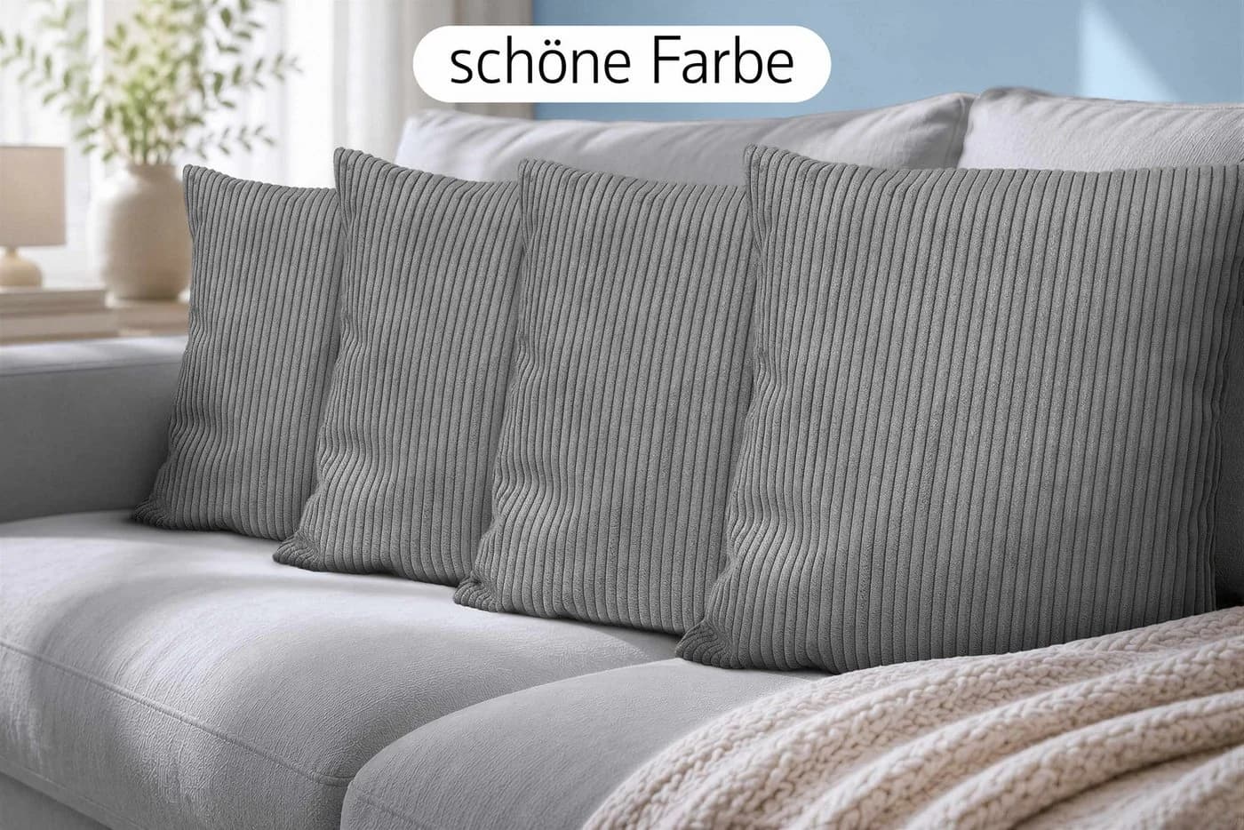 Amilian Dekokissen 4er-Set Grau mit Füllung - Bild 4