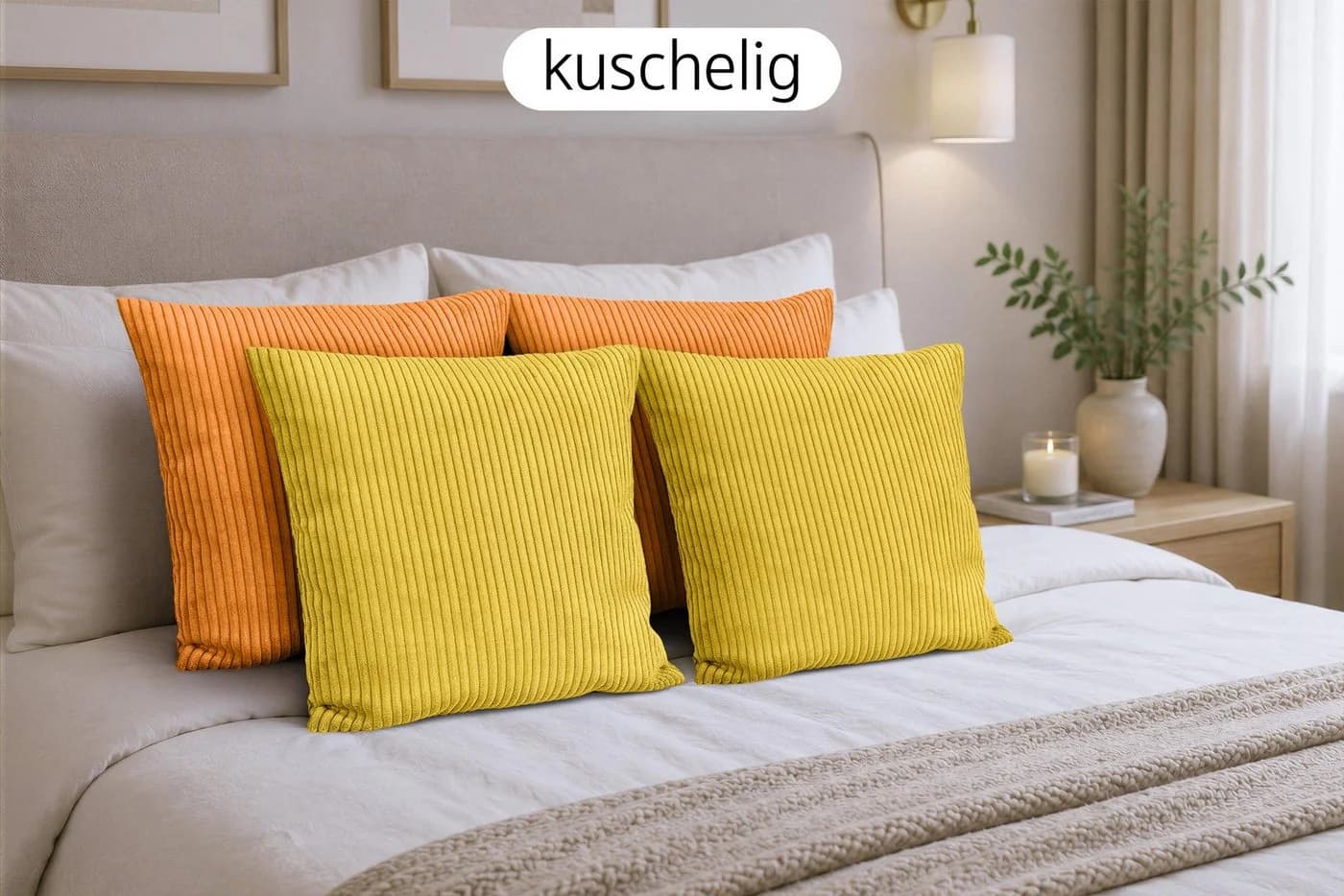 Amilian Dekokissen 4er-Set Gelb Mit Füllung