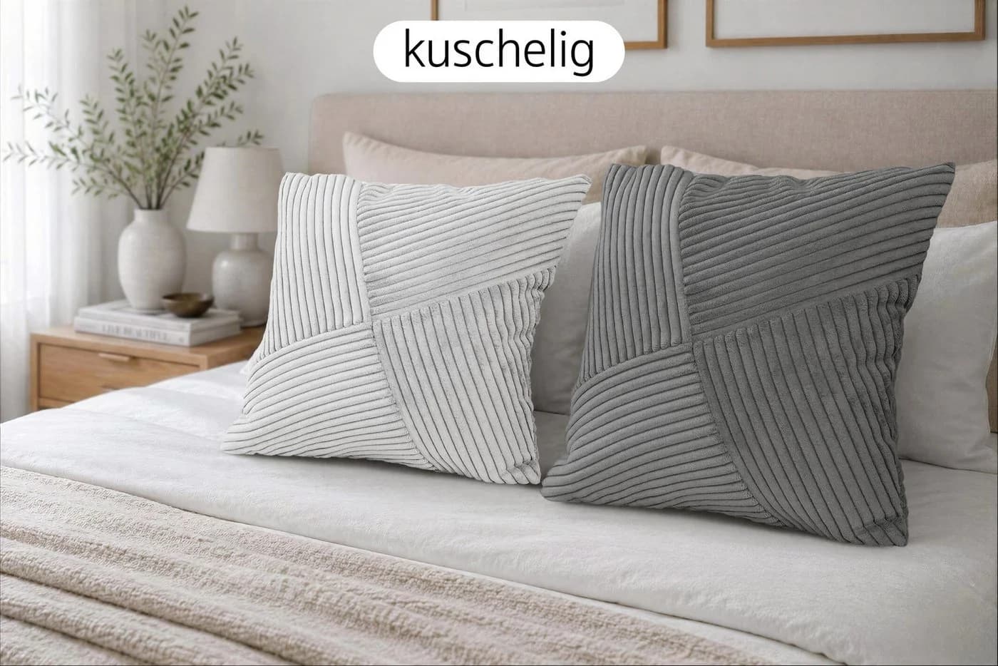 Amilian Dekokissen 4er-Set Grau Kunstfaser