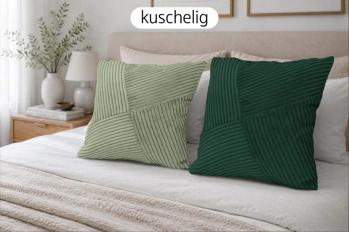 Amilian Dekokissen 4er-Set Grün Kunstfaser Formstabil