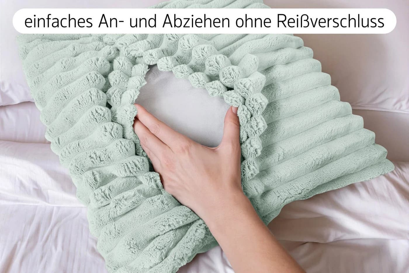 Amilian Dekokissen 4er Set mit Füllung Cord-Optik Grün - Bild 3