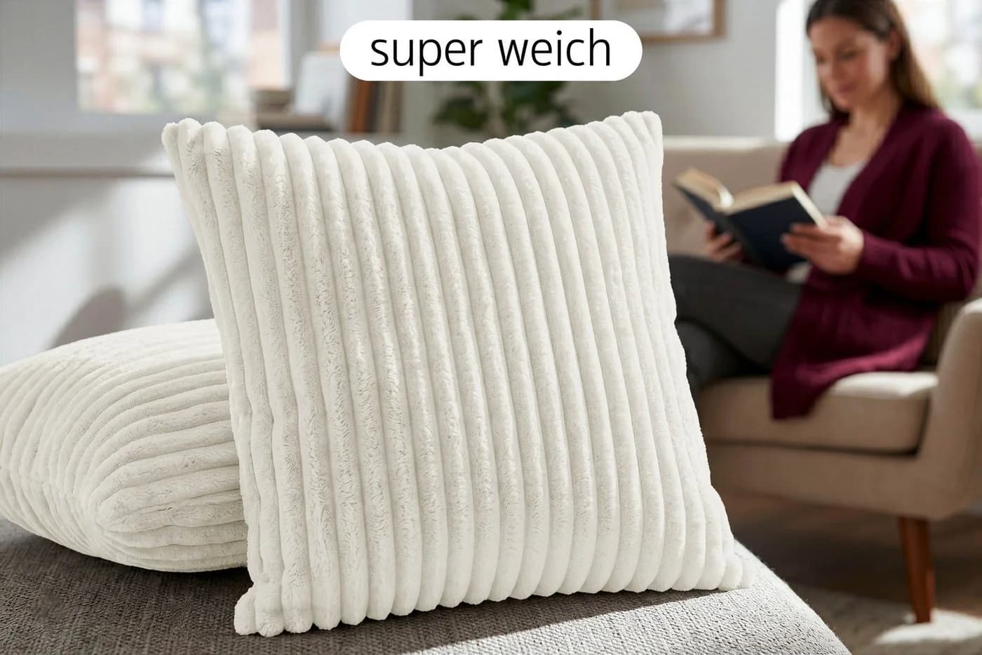 Amilian Kissenbezüge 4er Set Beige Hotelverschluss 40x40 cm