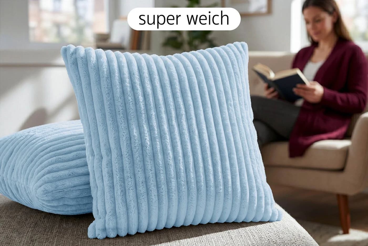 Amilian Kissenbezüge 4er Set Blau 40x40 cm Polyester