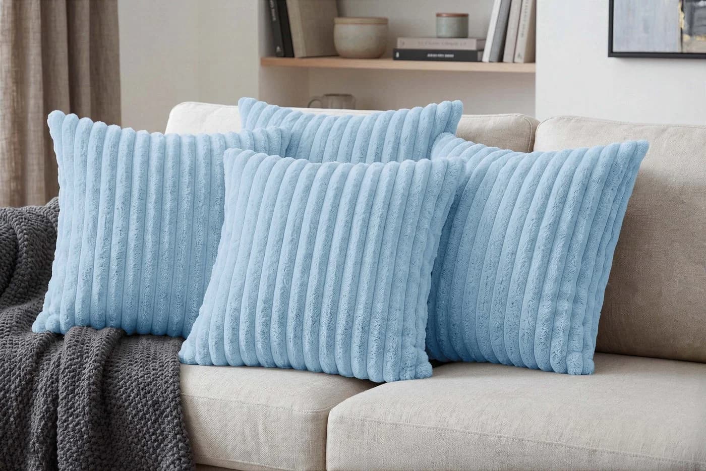 Amilian Kissenbezüge 4er Set Blau 40x40 cm Polyester - Bild 2