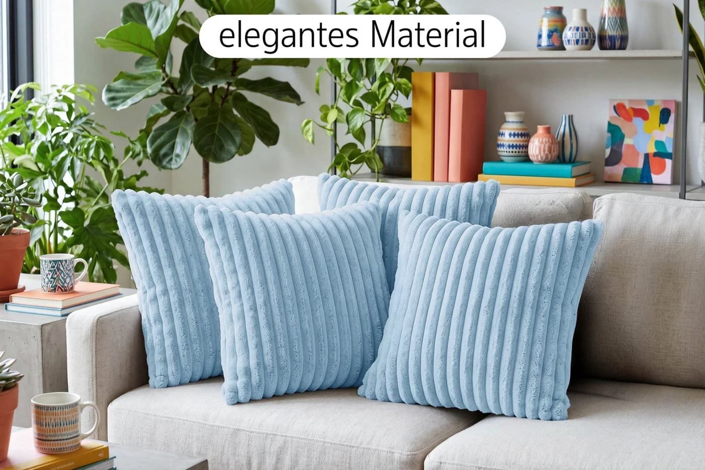 Amilian Kissenbezüge 4er Set Blau 40x40 cm Polyester - Bild 5