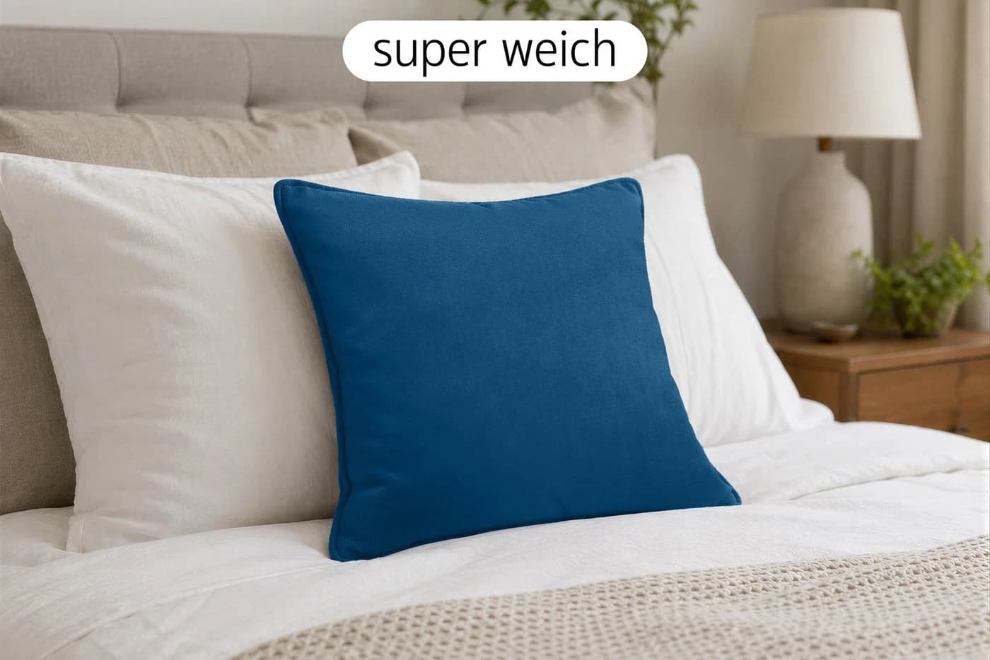 Amilian Dekokissen 4er Set Blau mit Reißverschluss
