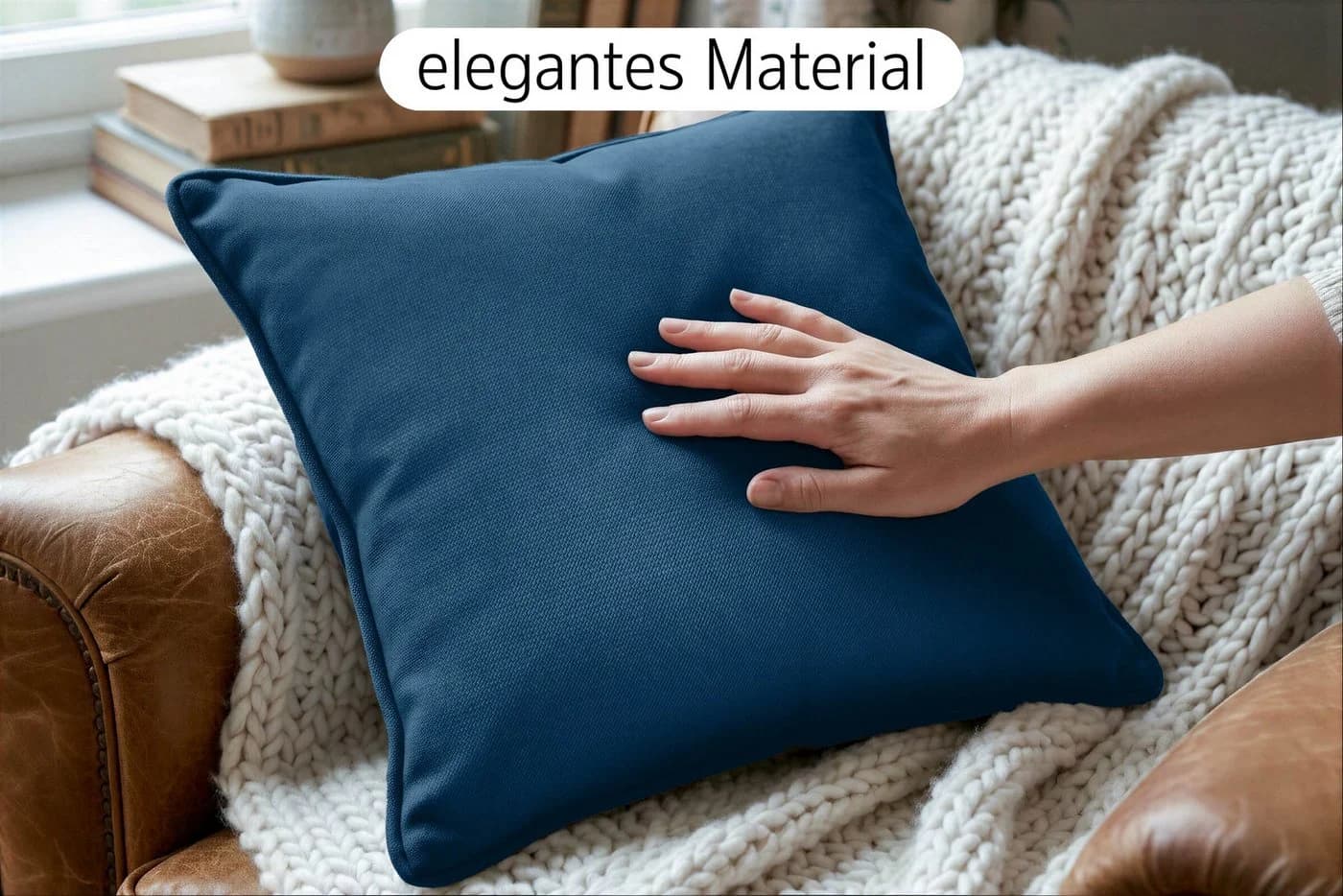 Amilian Dekokissen 4er Set Blau mit Reißverschluss - Bild 5