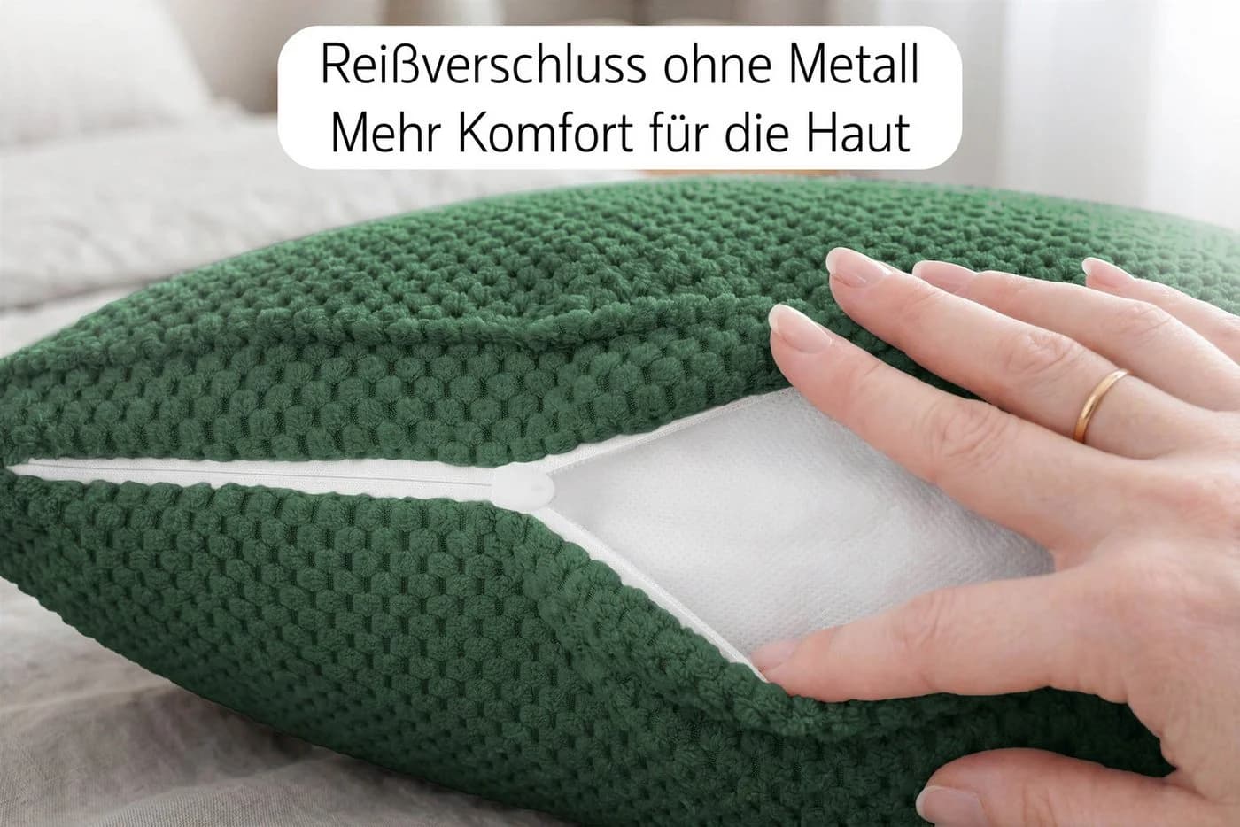 Amilian Dekokissen 4er Set Grün Mikrovelours mit Füllung - Bild 3