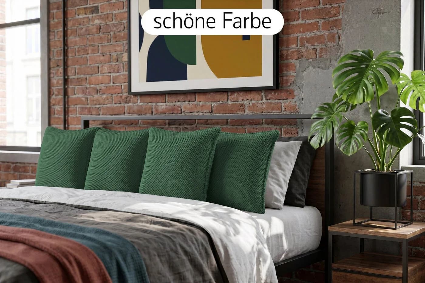 Amilian Dekokissen 4er Set Grün Mikrovelours mit Füllung - Bild 4