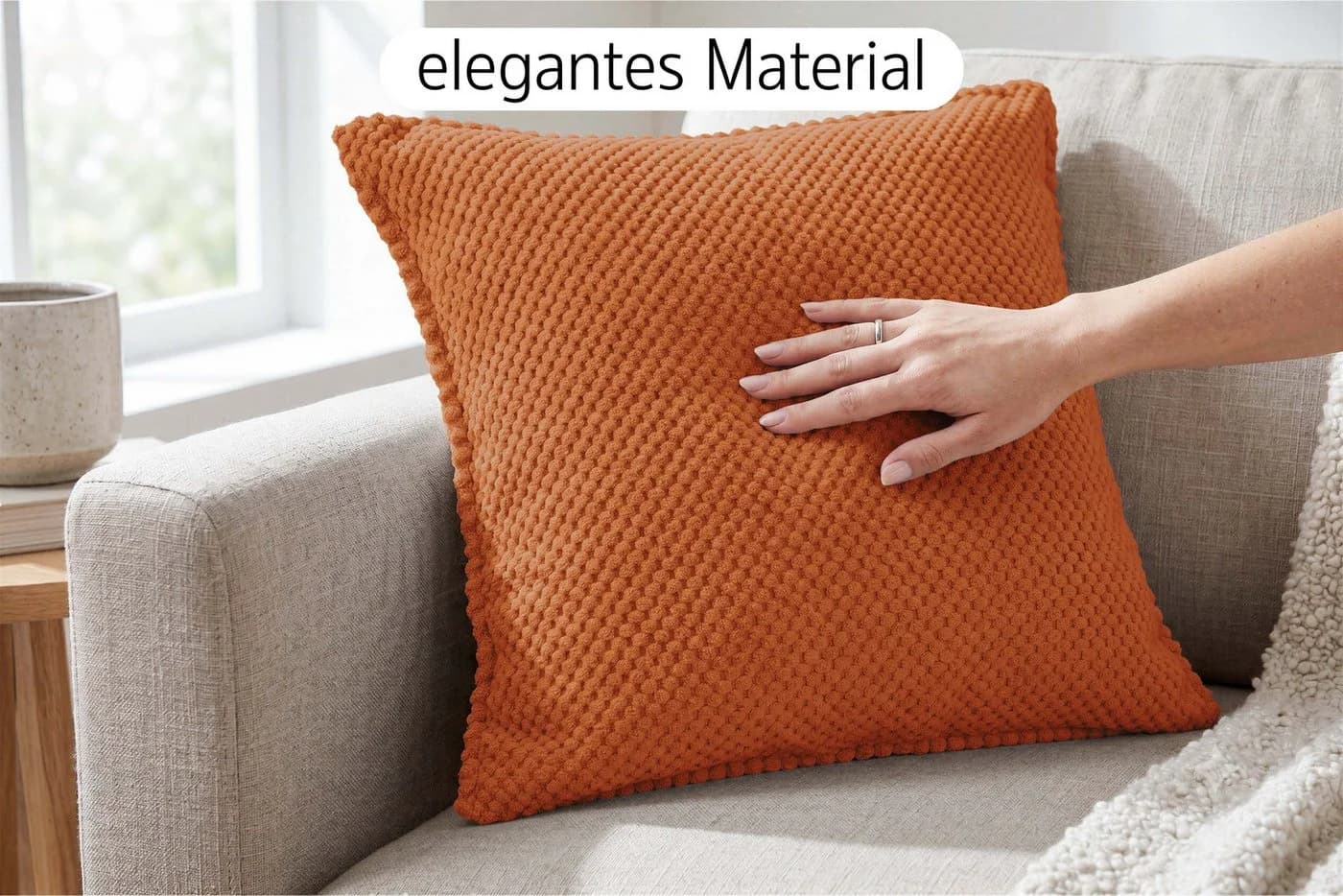 Amilian Dekokissen 4er Set Orange Mikrovelours - Bild 5