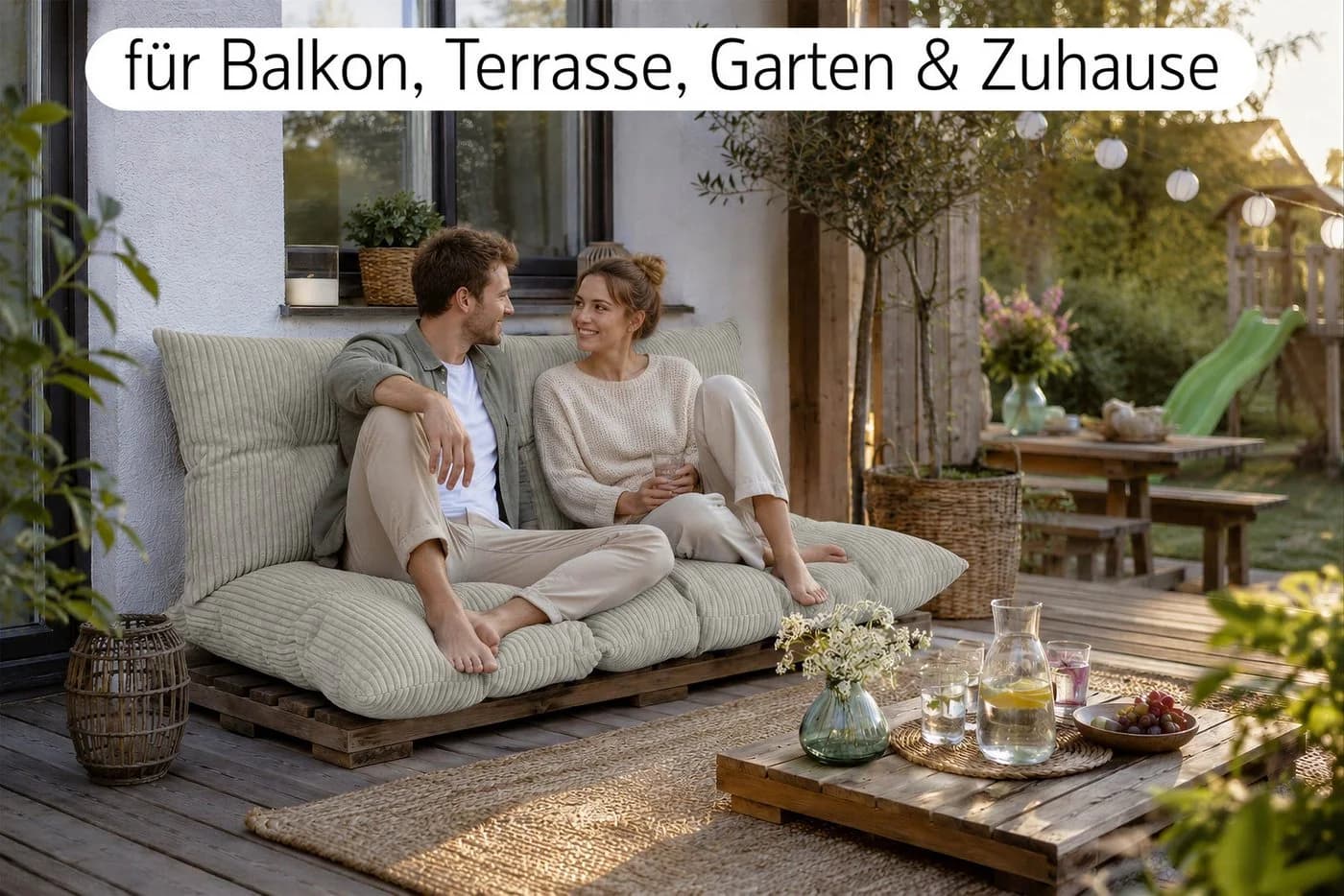 Amilian Palettenkissen Set 3-tlg. Grau Soft-Bezug - Bild 3