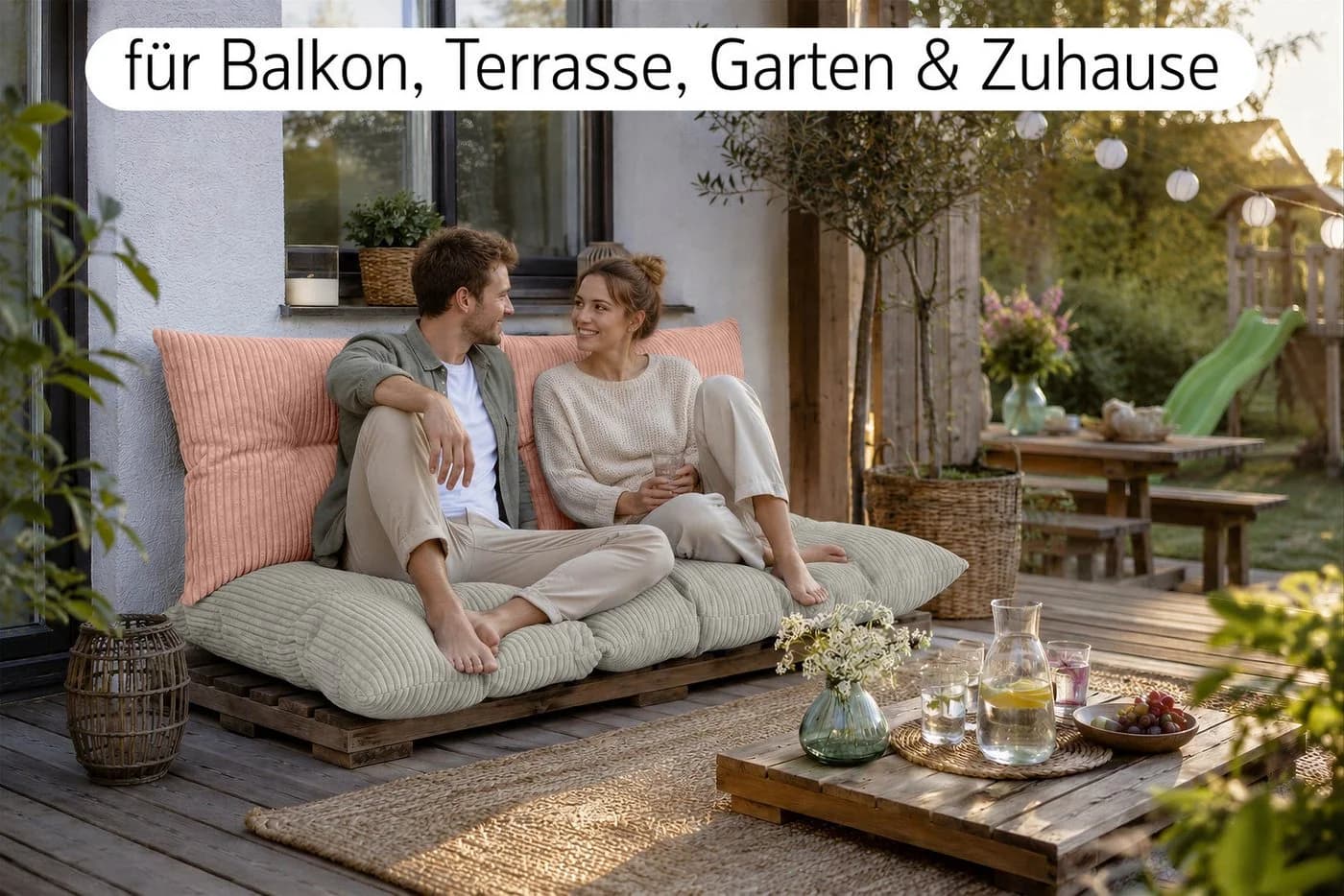 Amilian Palettenkissen Set 3-tlg. Grau für Palettenmöbel - Bild 3