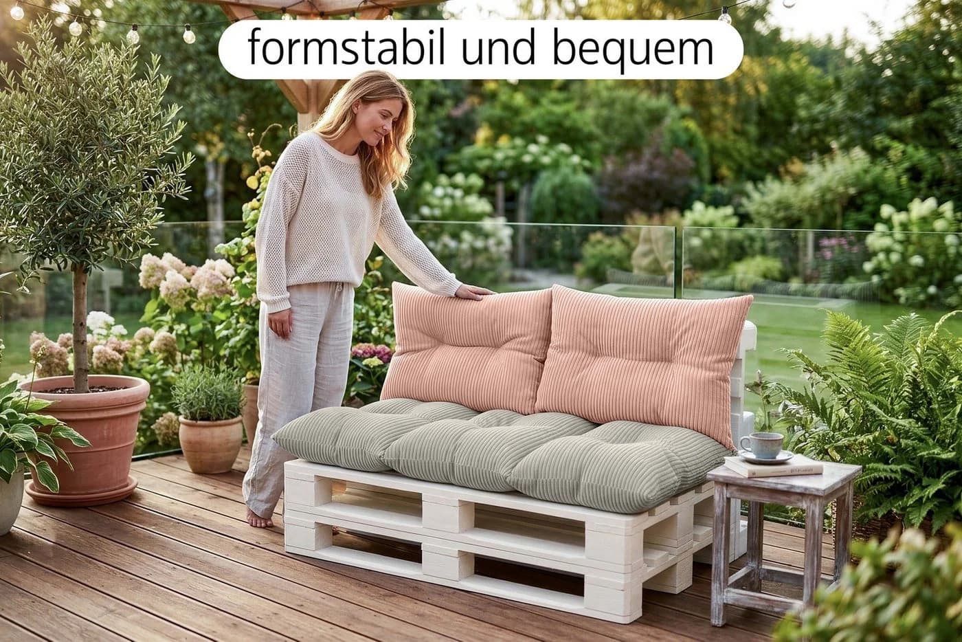 Amilian Palettenkissen Set 3-tlg. Grau für Palettenmöbel - Bild 5