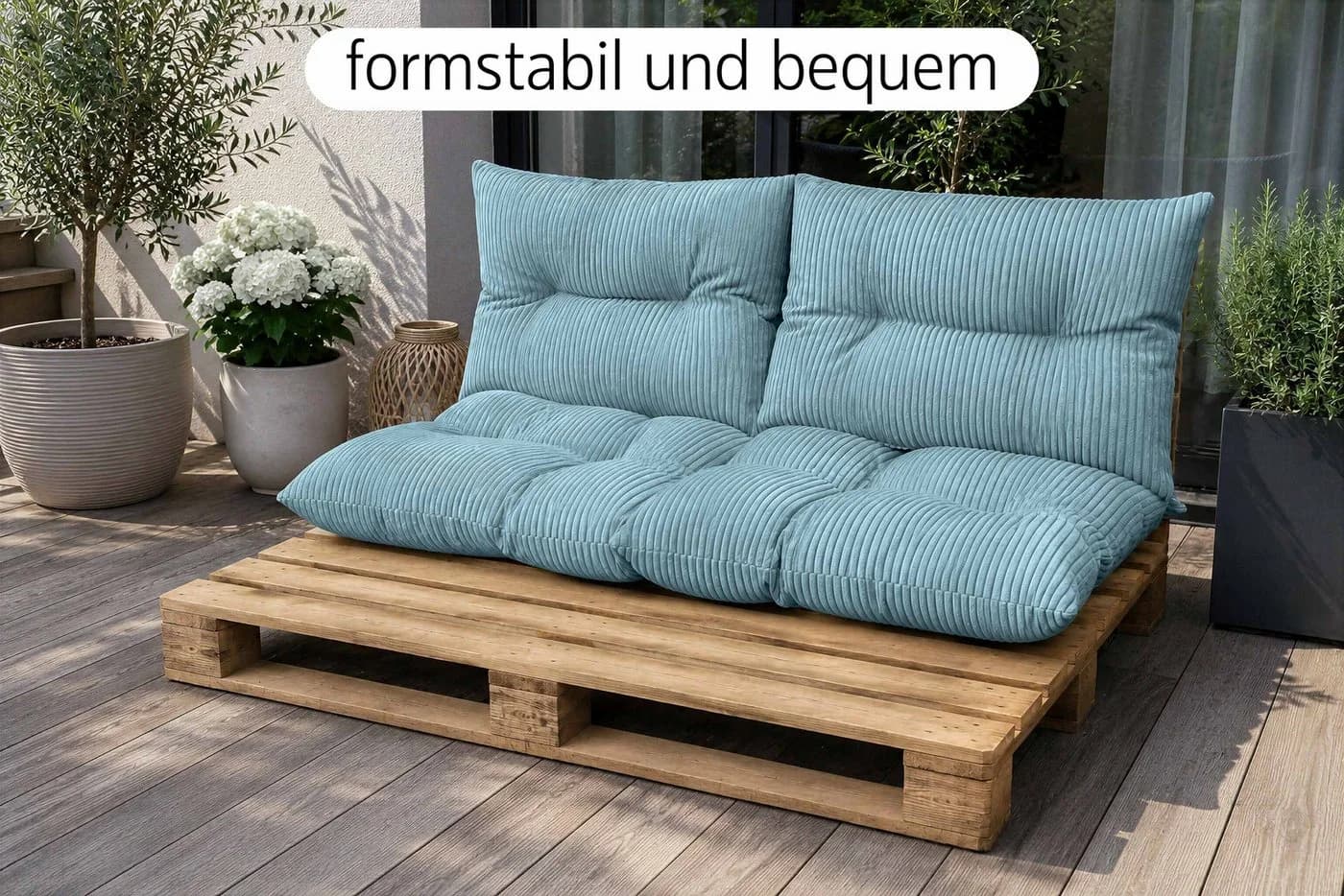 Amilian Palettenkissen Set 3-teilig Blau Polyester - Bild 5