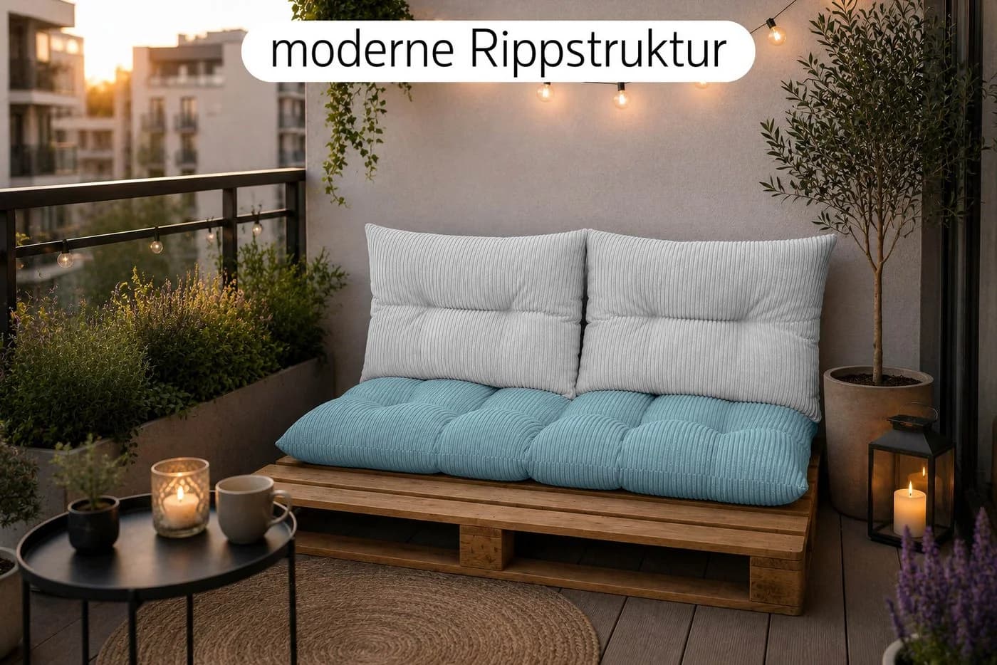 Amilian Palettenkissen Set 3-teilig Grau