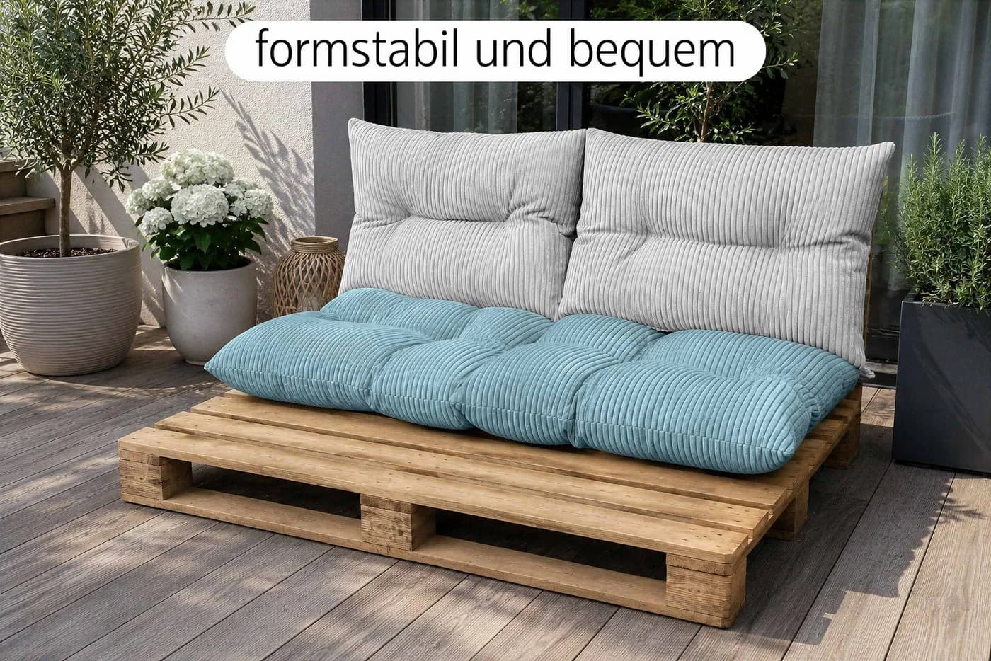 Amilian Palettenkissen Set 3-teilig Grau - Bild 5