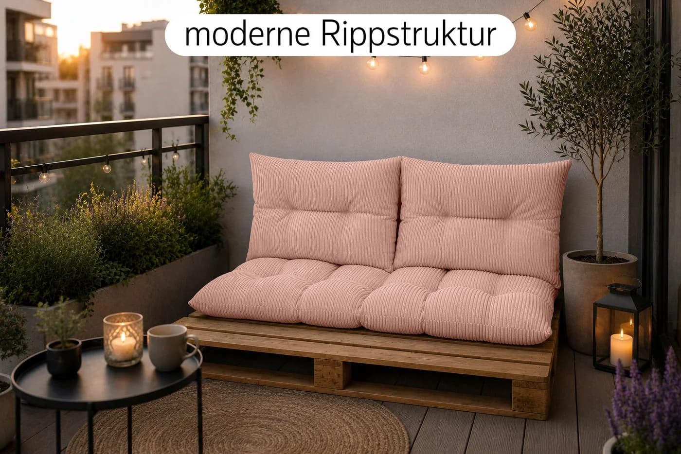 Amilian Palettenkissen Set 3-teilig Beige für Europaletten