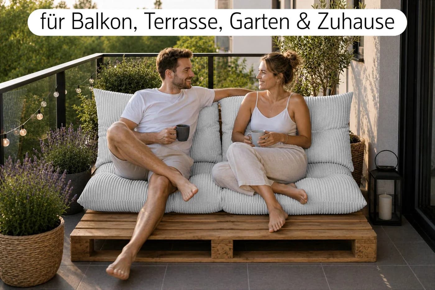 Amilian Palettenkissen Set 3-teilig Grau Polyester - Bild 3