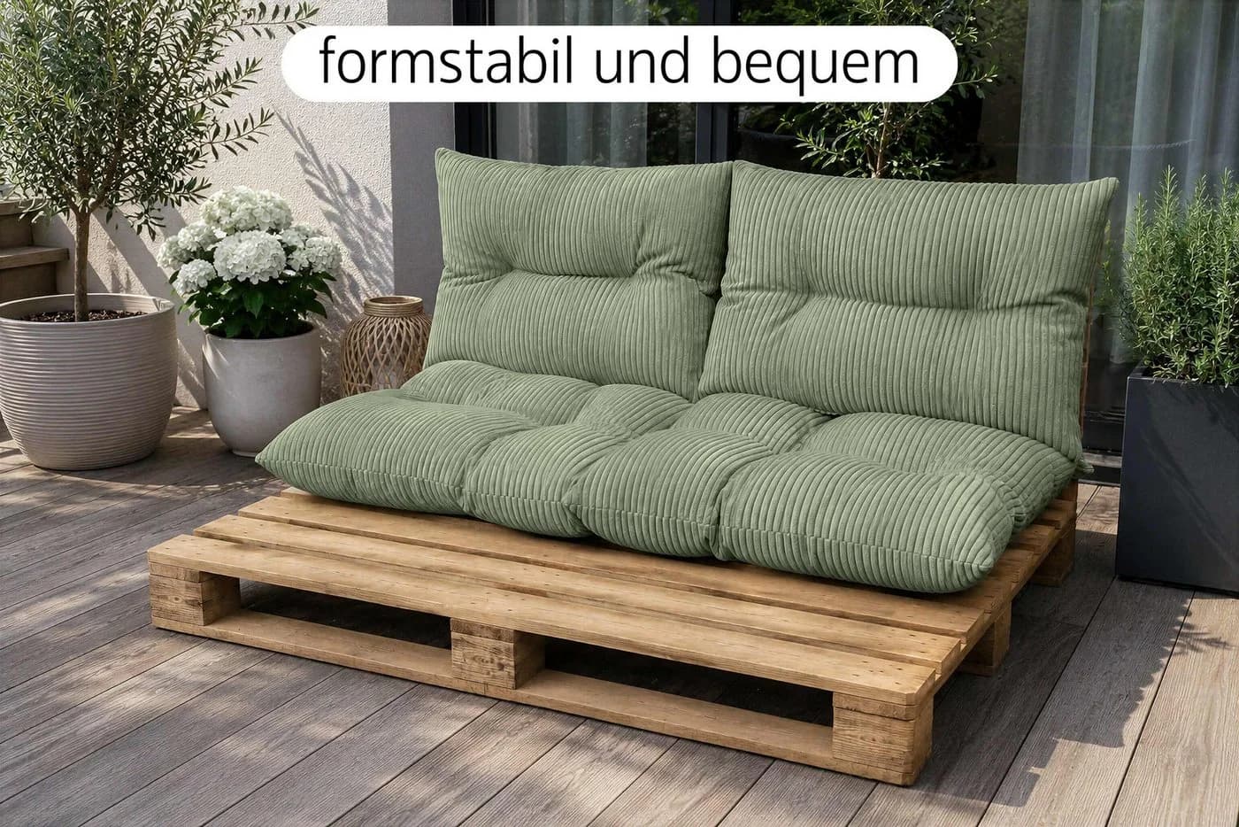 Amilian Palettenkissen Set 3-teilig Grün für Europaletten - Bild 5