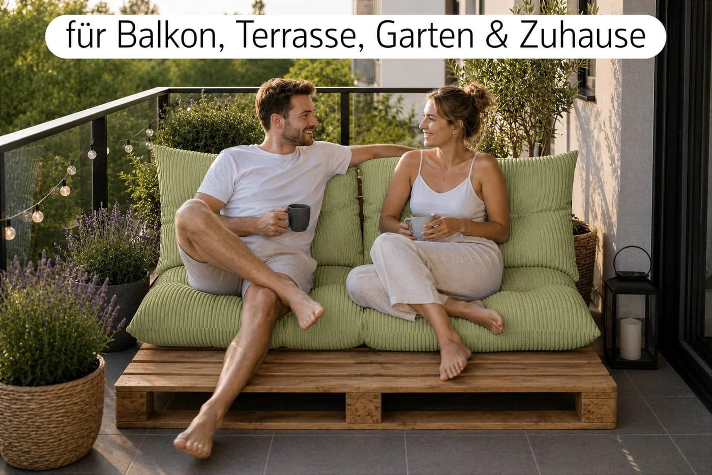 Amilian Palettenkissen Set 3-teilig Grün für Europaletten - Bild 3