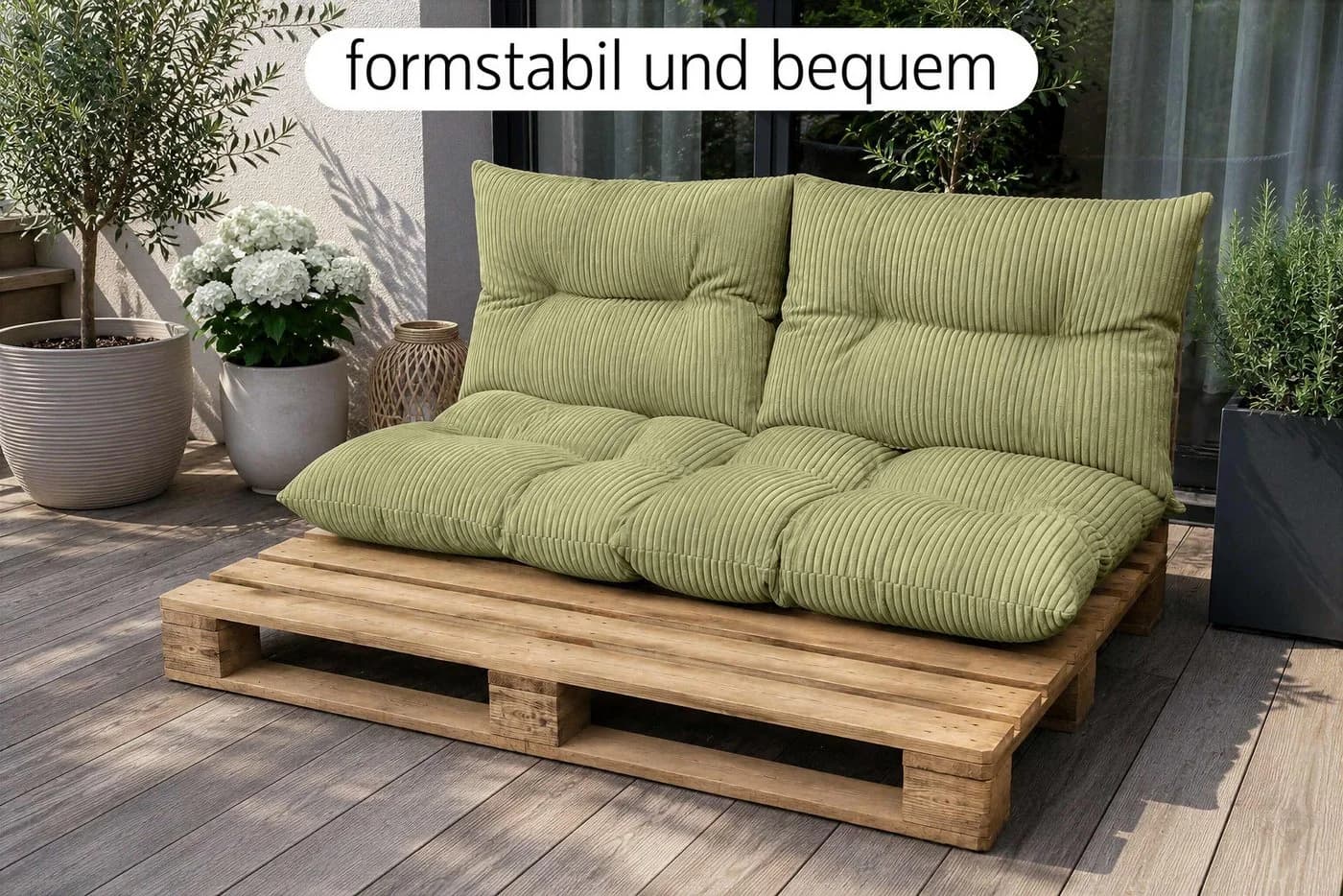 Amilian Palettenkissen Set 3-teilig Grün für Europaletten - Bild 5