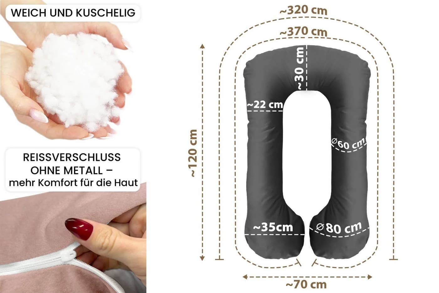 Amilian Seitenschläferkissen Stillkissen XXL Rosa - Bild 3