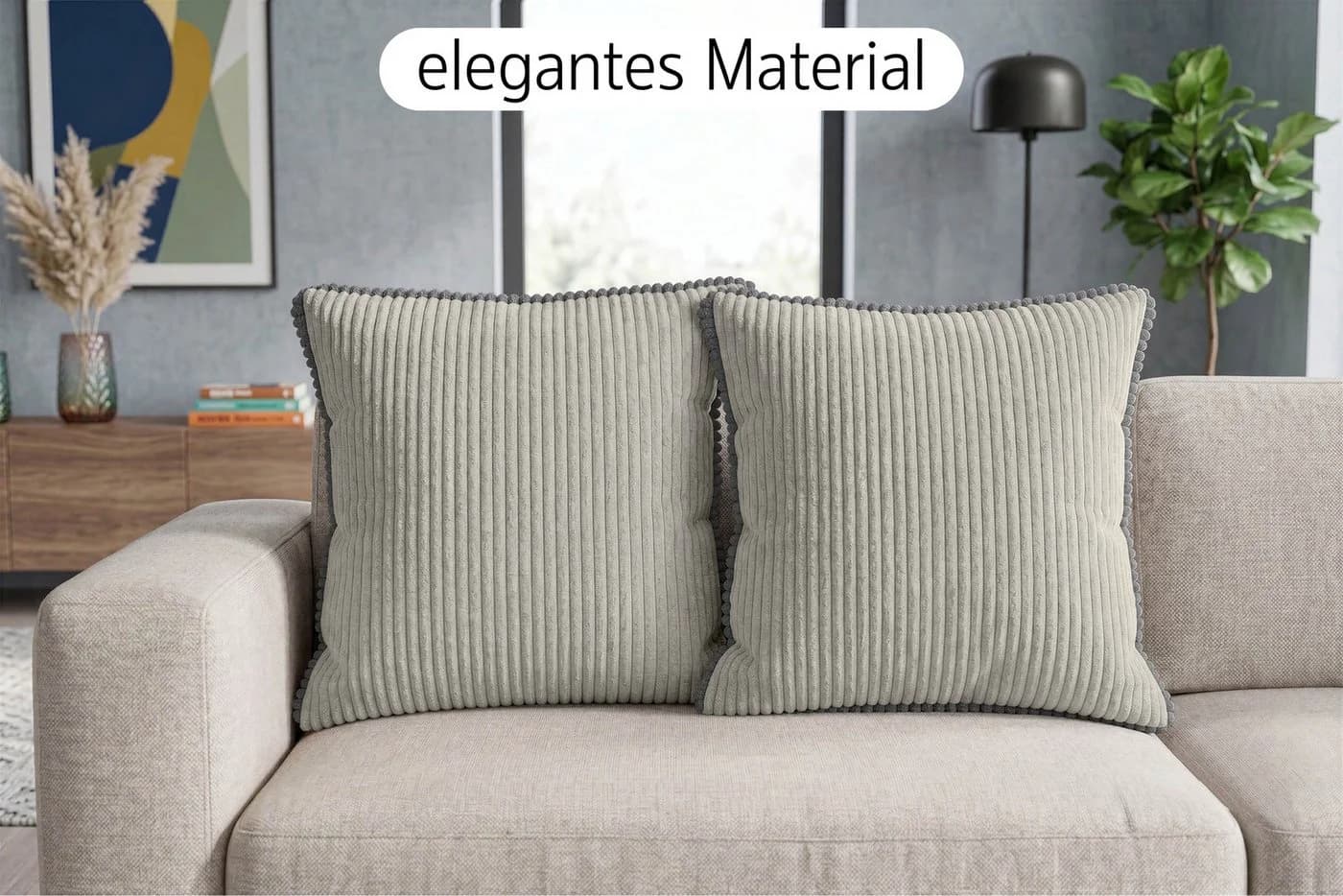 Amilian Dekokissen 2er-Set Beige Formstabil mit Füllung - Bild 5