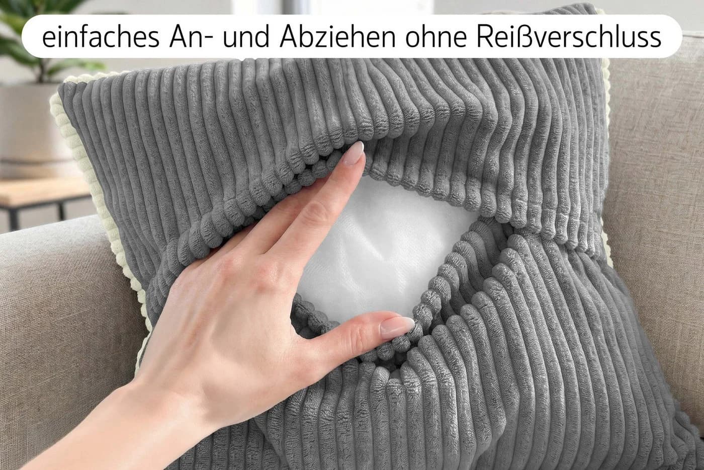 Amilian Dekokissen 2er-Set Grau Formstabil mit Füllung - Bild 3