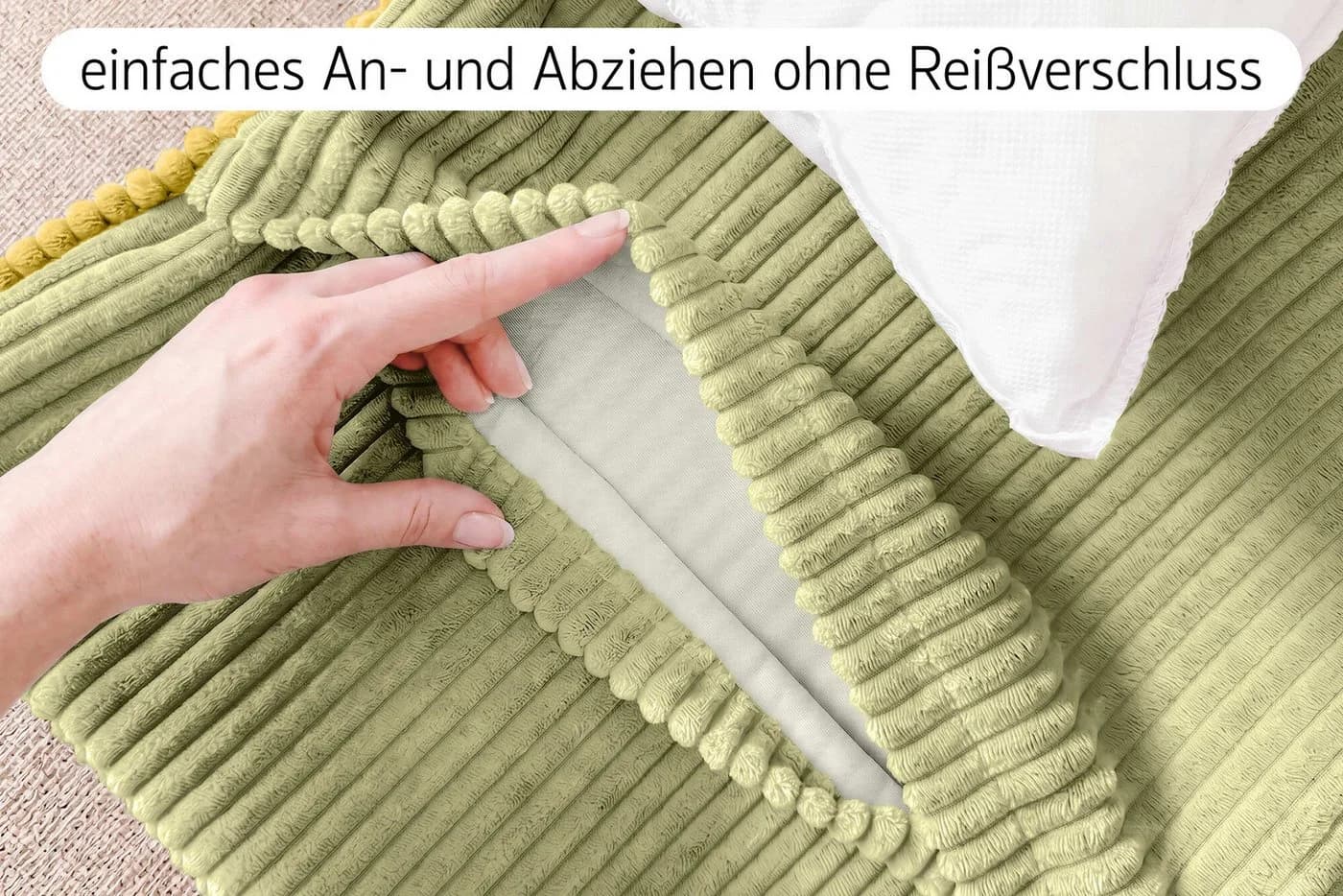 Amilian Kissenbezüge 2er Set Grün Cord-Optik - Bild 3