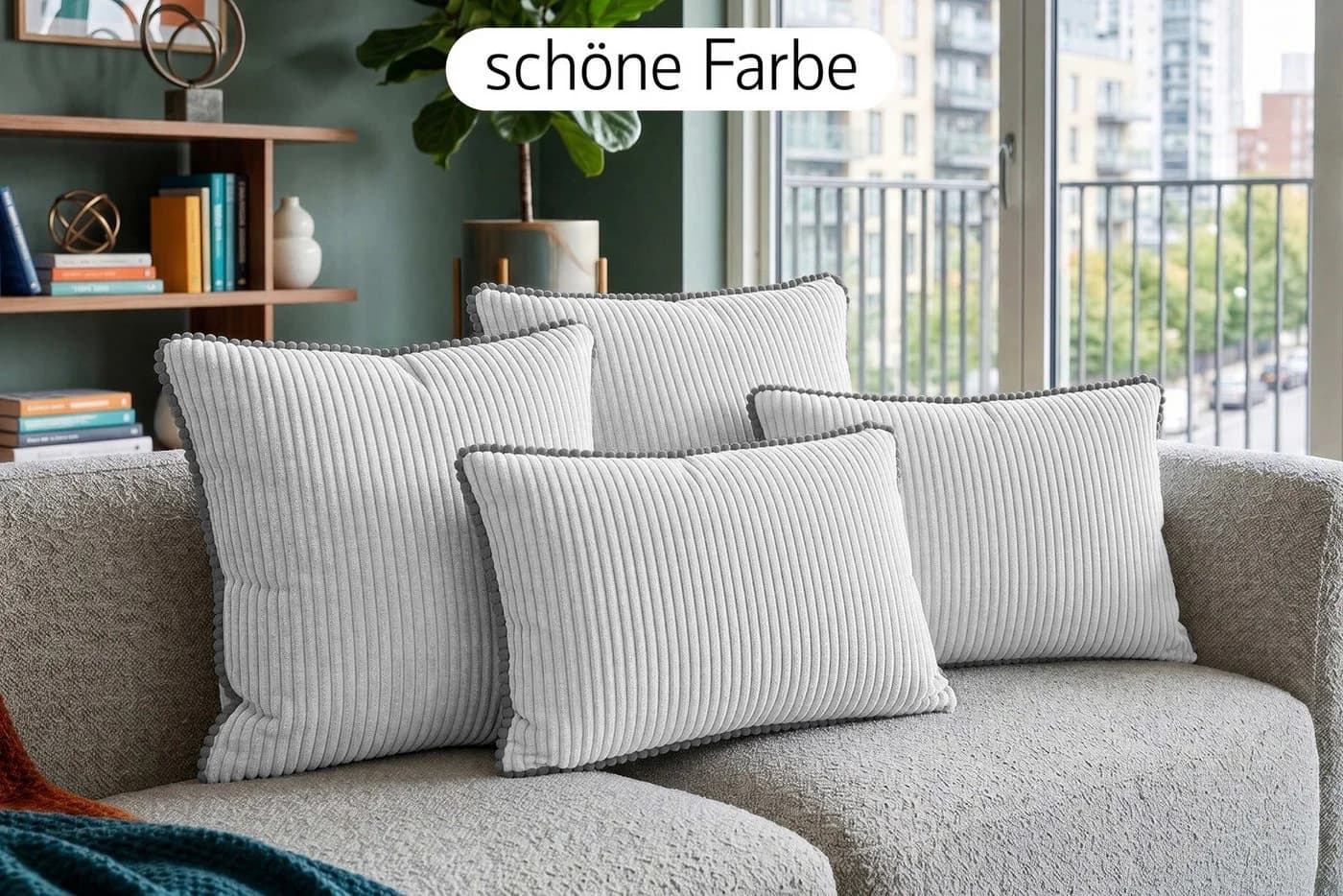 Amilian Dekokissen 4er Set Grau mit Füllung