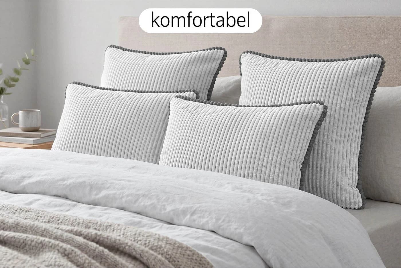 Amilian Dekokissen 4er Set Grau mit Füllung - Bild 4