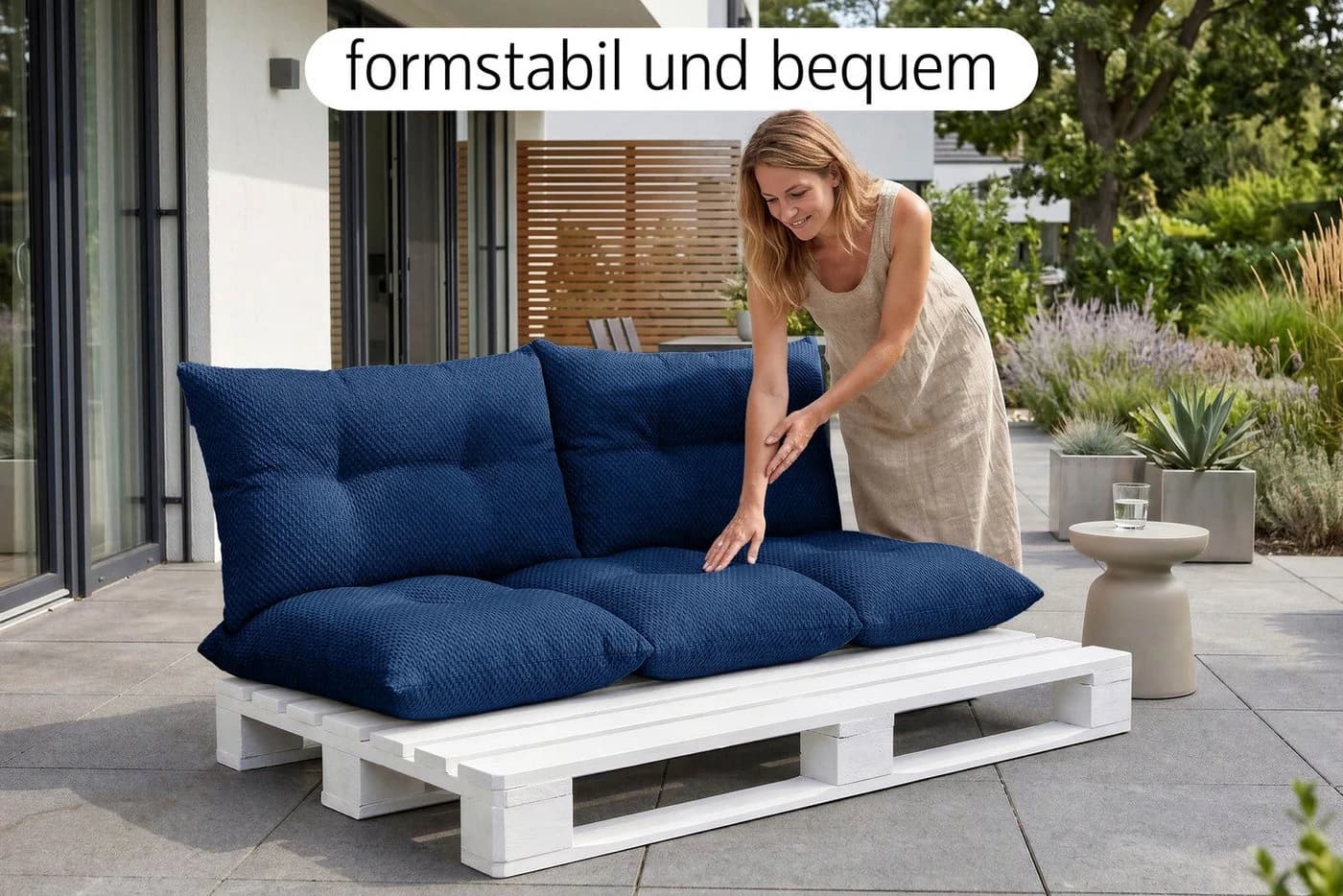 Amilian Palettenkissen 3-teiliges Set Blau für Europaletten - Bild 5