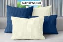 Amilian Dekokissen 4er Set Blau Cord-Optik mit Füllung Bild 1