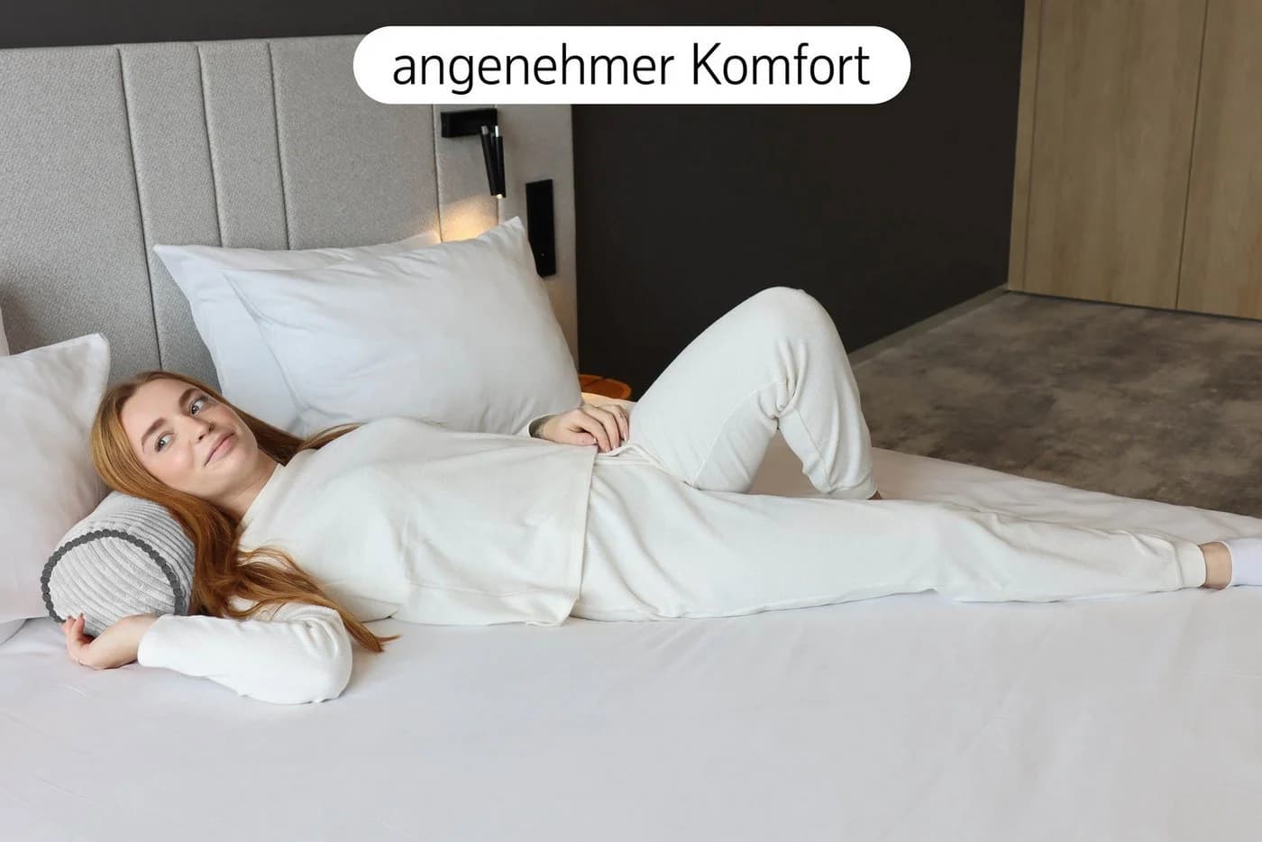 Amilian Nackenrolle Grau Cord-Optik Abnehmbarer Bezug - Bild 5