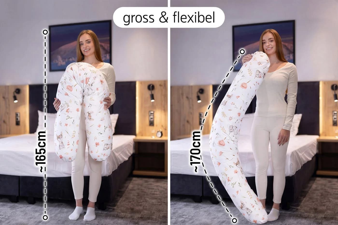 Amilian Stillkissen XXL 170 cm Grau Abnehmbarer Bezug - Bild 3