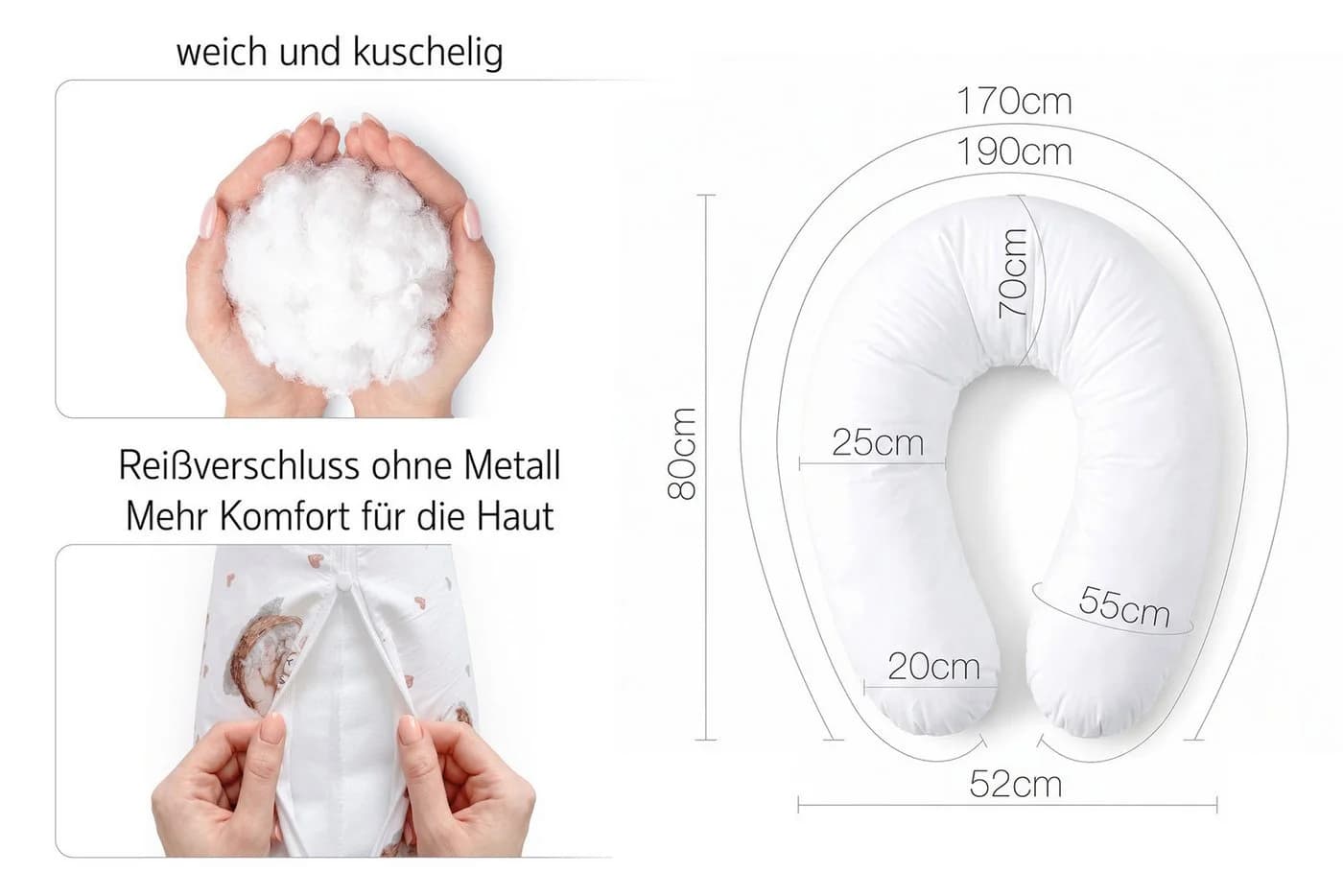 Amilian Stillkissen XXL 170 cm Beige - Bild 4