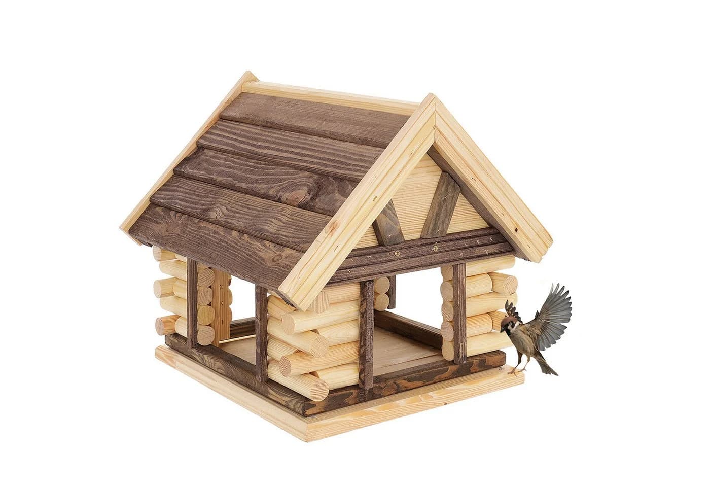 MAZUR Futterstation Vogelfutterhaus aus Naturholz Wetterfest - Bild 2