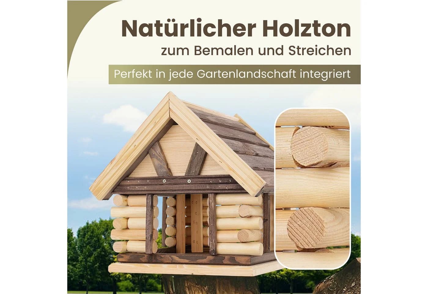 MAZUR Futterstation Vogelfutterhaus aus Naturholz Wetterfest - Bild 4