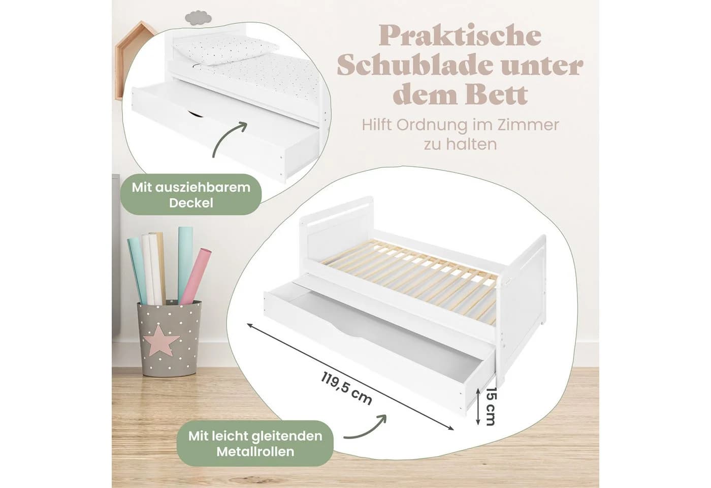 iGLOBAL Babybett Gitterbett 2-in-1 umbaubar Kiefernholz - Bild 5